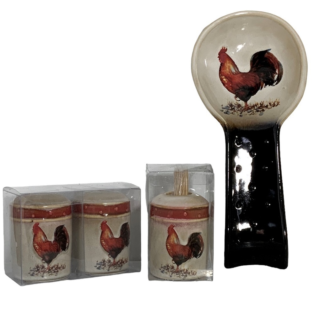 Rooster Kitchen Ceramic Artisan Accessories Functional Art Rustic Farmhouse Set - Picture 3 of 15